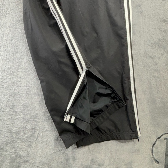 Adidas Black White Mens XL Zip Joggers Workout ActiveWear Athleisure 3 Stripe - Picture 5 of 16